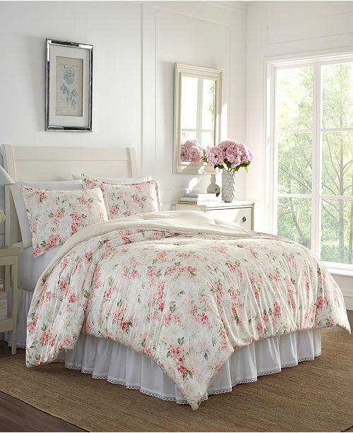 Laura Ashley Wisteria Velour Full/Queen Comforter Set & Reviews Comforters Fashion Bed