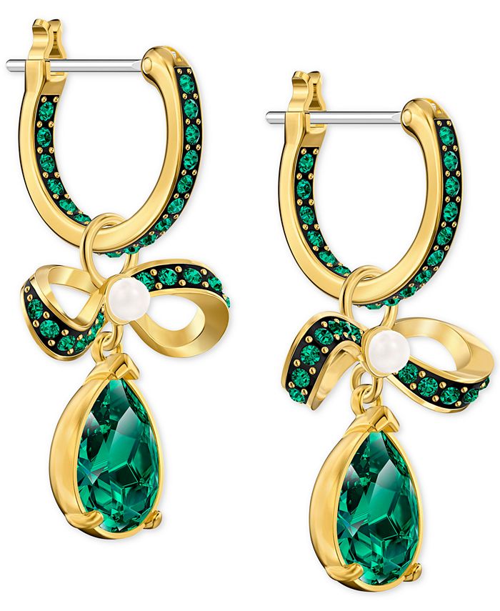14K Gold Plating London Inspired Swarovski Elements Pav'e Circular Hoop Earrings