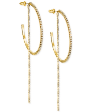 image of Swarovski Extra Large Gold-Tone Crystal Chain & Hoop Convertible Earrings 4-1/4