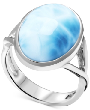 image of Marahlago Larimar (12 x 16mm) Oval Statement Ring in Sterling Silver