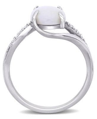 Opal (1-5/8 ct. t.w.) and Diamond (1/10 ct. t.w.) Oval Twist Ring in Sterling Silver