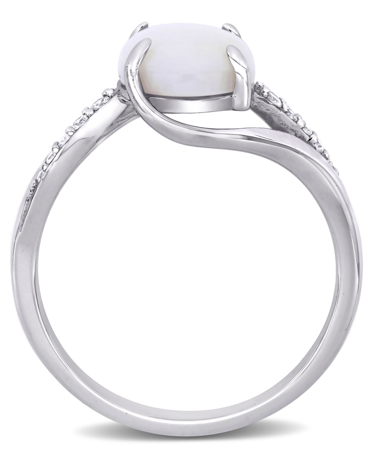 (1-5/8 ct. t.w.) and Diamond (1/10 ct. t.w.) Oval Twist Ring in Sterling Silver - Opal