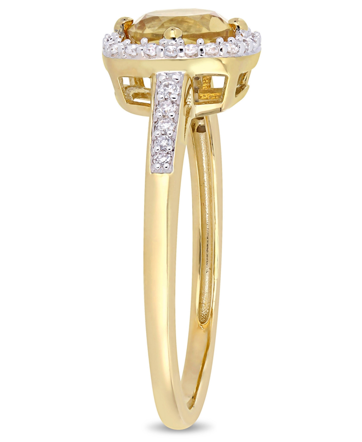 (3/4 ct. t.w.) and Diamond (1/7 ct. t.w.) Halo Ring in 10k Yellow Gold - Citrine