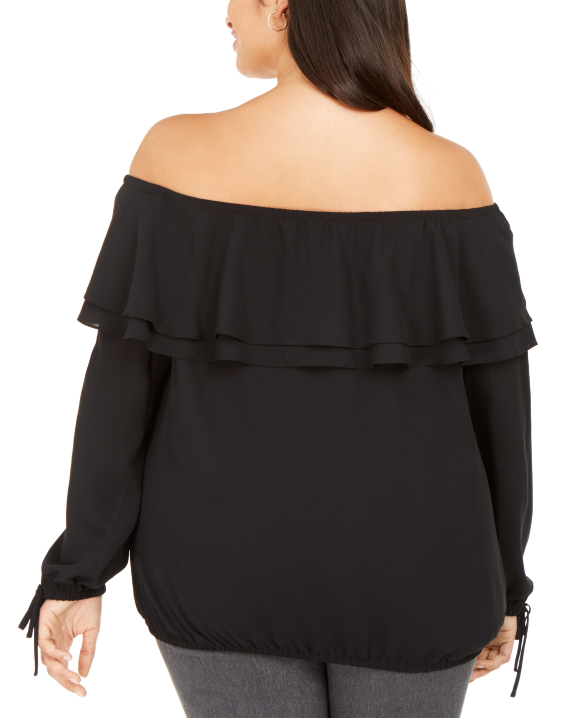 Shop Michael Kors Michael  Plus Size Ruffled Off-the-shoulder Top In White