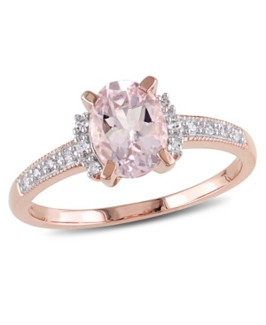image of Morganite (1-1/7 ct. t.w.) and Diamond (1/20 ct. t.w.) Ring in 18k Rose Gold Over Sterling Silver