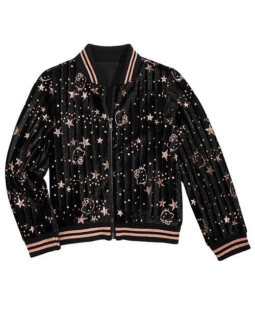 Hello Kitty Little Girls Glitter Print Bomber Jacket Reviews Coats