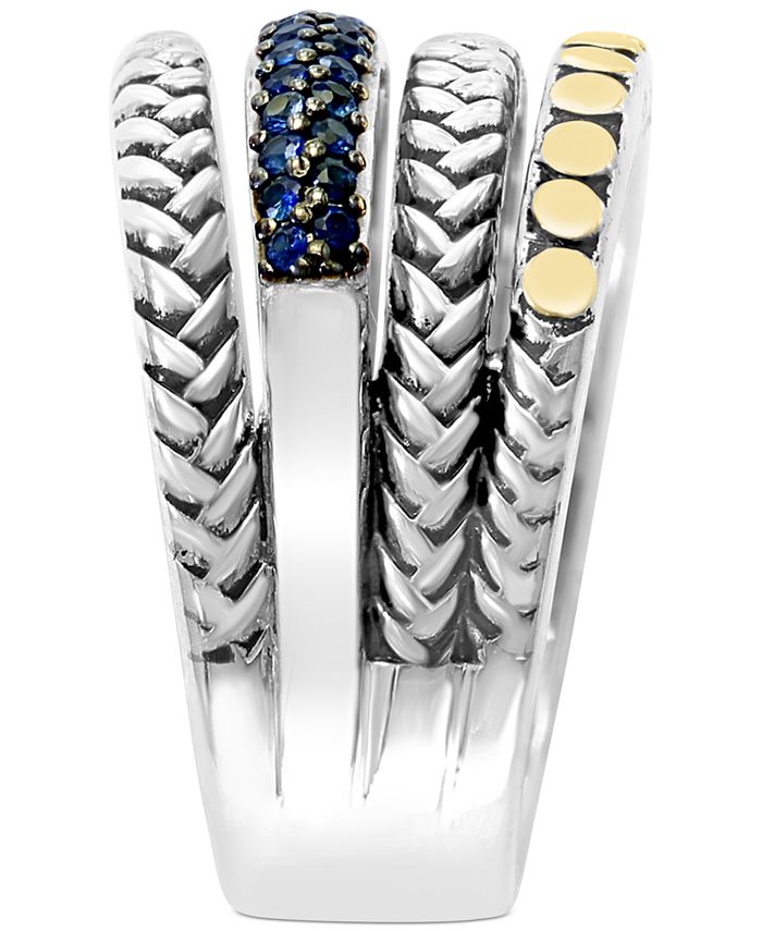 EFFY Collection - Sapphire Multi-Row Stack Look Statement Ring (1/3 ct. t.w.) in Sterling Silver & 18k Gold