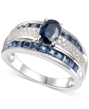 image of Sapphire (2-3/8 ct. t.w.) & Diamond (1/4 ct. t.w.) Ring in 14k White Gold