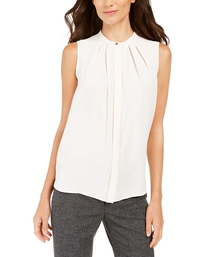 Anne Klein Pleated Sleeveless Blouse & Reviews - Tops - Women - Macy's