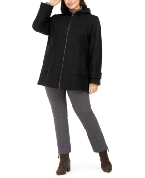 Size 3X - London Fog - Plus Hooded Zip Frt - Black 