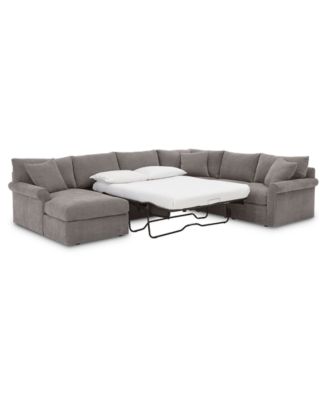 Furniture - Wedport 5-Pc. Fabric Modular Chaise Sleeper Sectional Sofa with Square Corner Piece