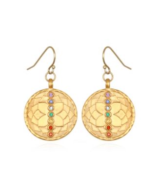 Satya Jewelry - Genuine Stone 7-Chakra Drop Gold Earrings