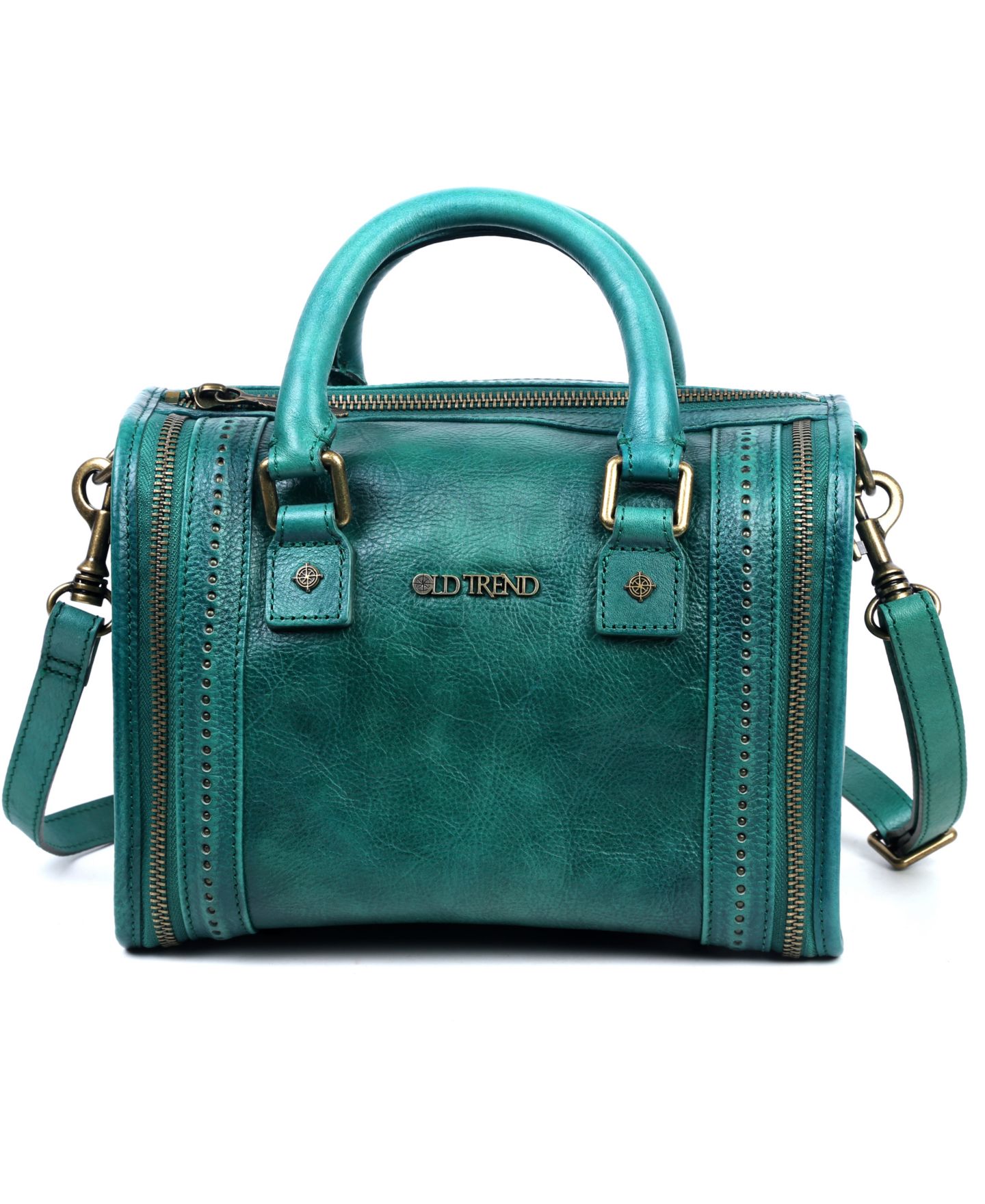 Женская сумка OLD TREND Mini Trunk Leather Top Handle Crossbody, цвет: Аквамариновый — фото 1