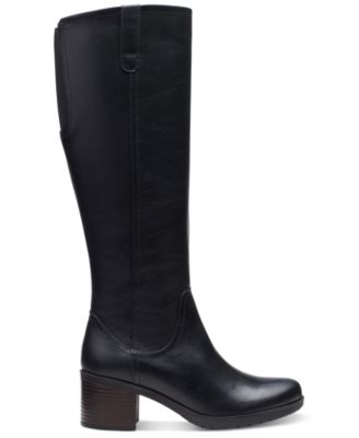 clarks womens black leather boots