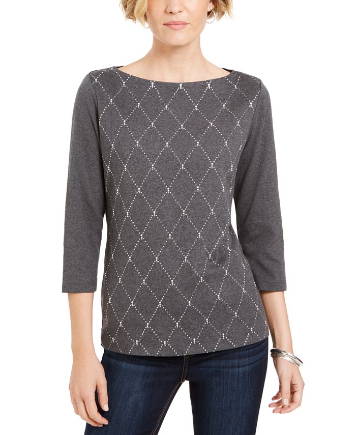 Karen scott hot sale embellished tops