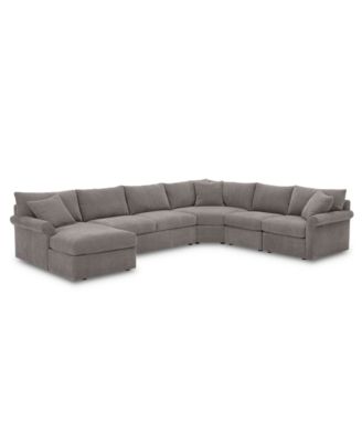 Furniture - Wedport 5-Pc. Fabric Modular Chaise Sectional Sofa with Wedge Corner Piece