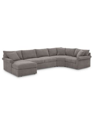 Furniture - Wedport 4-Pc. Fabric Modular Chaise Sectional Sofa with Wedge Corner Piece
