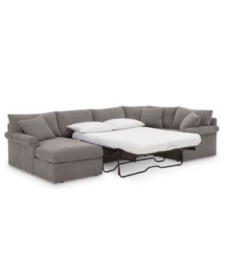 Furniture - Wedport 4-Pc. Fabric Modular Chaise Sleeper Sectional Sofa with Square Corner Piece