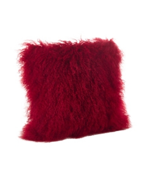 saro lifestyle 100% wool mongolian lamb fur poly filled throw pillow