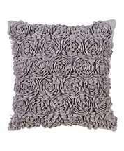 17 x 17 White SARO LIFESTYLE Invicta Collection Floral Design Throw Pillow with Poly Filling