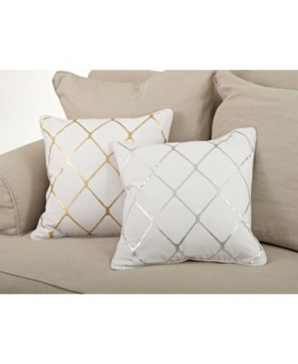 Metallic Diamond Decorative Pillow, 18" x 18"