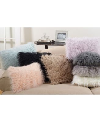 Mongolian Faux Fur Decorative Pillow, 12" x 20"