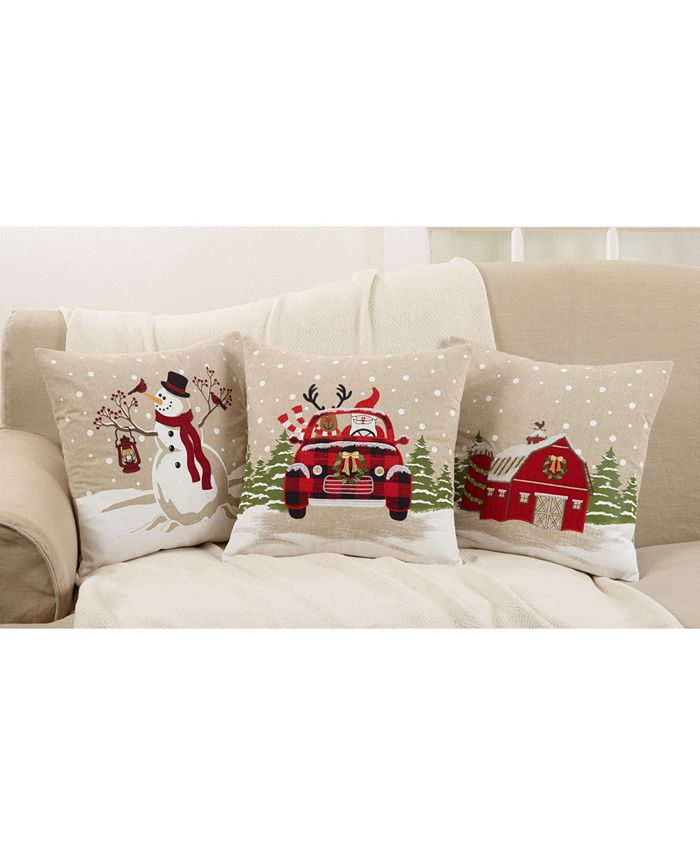 Saro Lifestyle Christmas Snowman Decorative Pillow, 18" x 18" Macy's