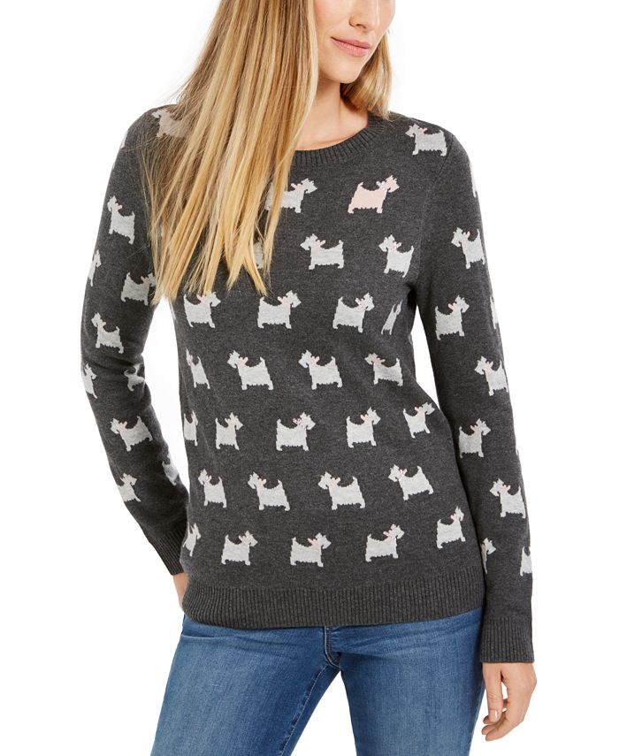 Charter Club Petite Embellished Printed Sweater, Created for Macy's ...