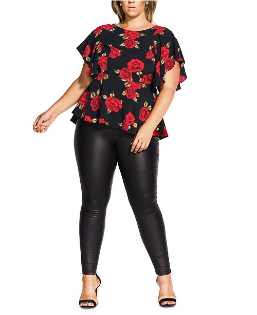 City Chic Trendy Plus Size Rose Liaison Top Reviews Tops