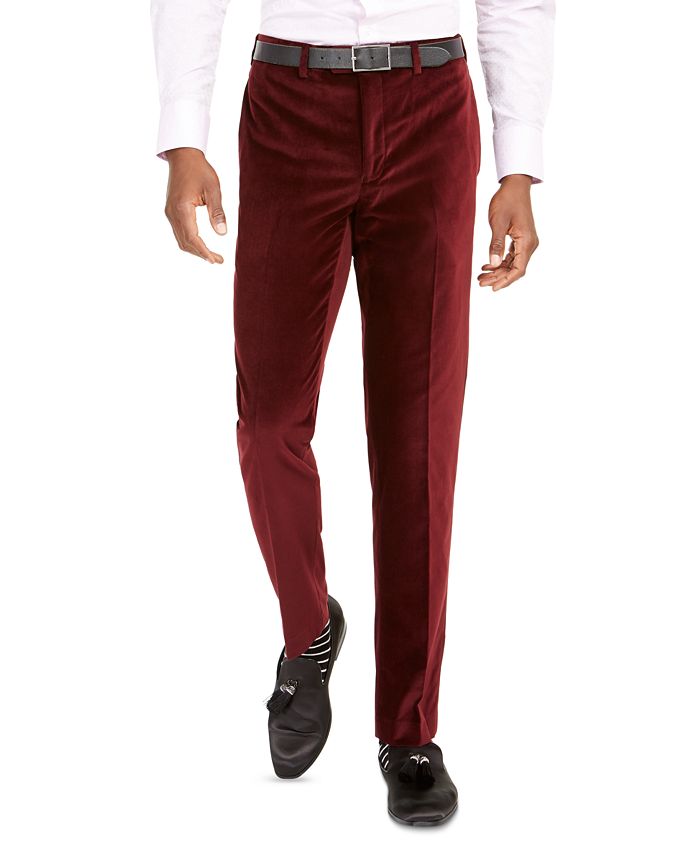 Tallia Men's Slim-Fit Velvet Pants - Macy's