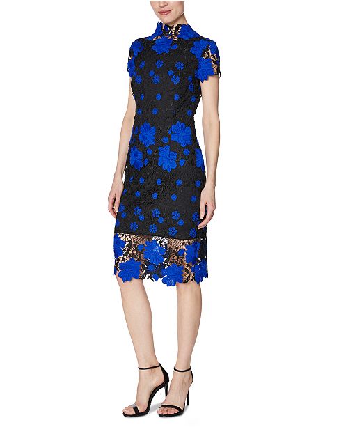 Laundry By Shelli Segal Mock Neck Lace Web Dress Reviews