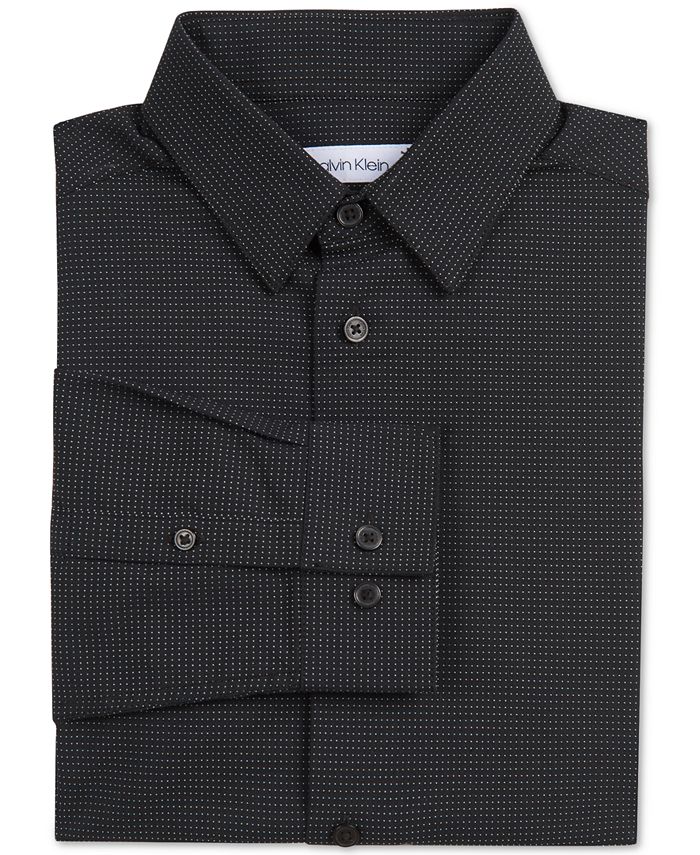 Calvin Klein Big Boys Stretch Textured Micro-Dot Dress Shirt - Macy's
