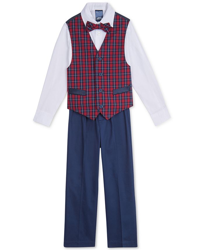 Nautica Toddler Boys Regular-Fit 4-Pc. Blue Tartan Vest Set & Reviews ...
