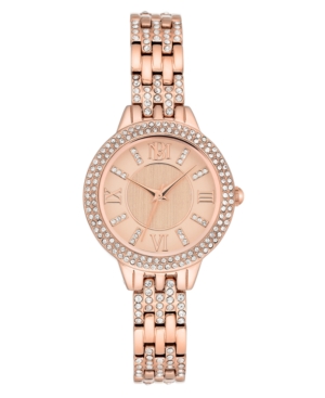 image of Badgley Mischka Ladies Rose Gold-Tone Bracelet with Swarovski Crystal Accents Watch 30mm