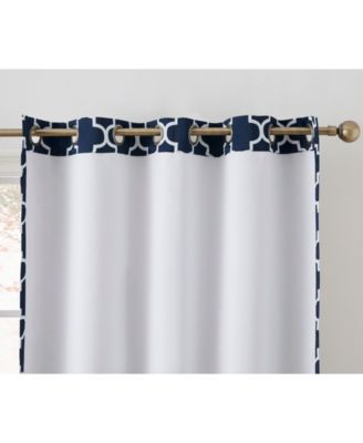 Lattice Print Drape Blackout Curtains Pattern - Weather Insulated Curtains, Sun Blocking Window Treatment Draperies for Living Room - Set of 2