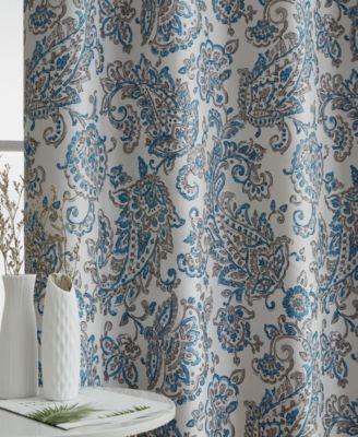 Amalfi Paisley Faux Silk 100% Blackout Room Darkening Thermal Lined Curtain Grommet Panels for Bedroom - Energy Efficient, Complete Darkness, Noise Reducing - Set of 2