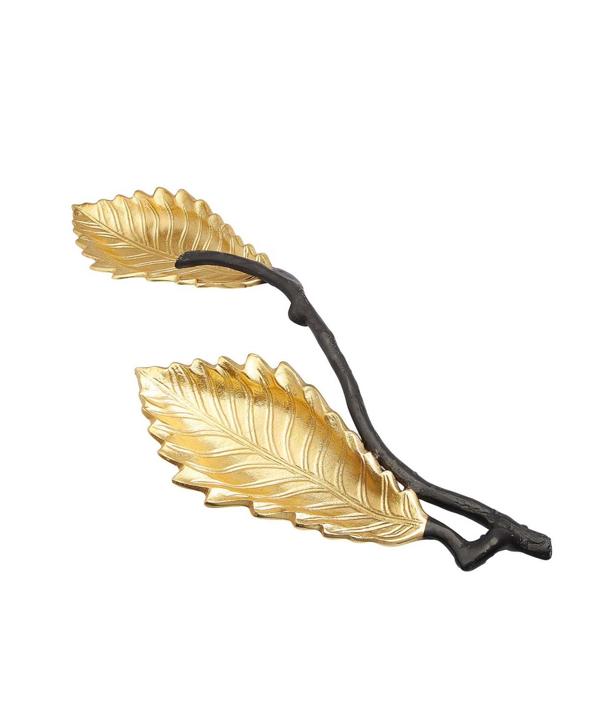 Gold 2 Bowl Relish Dish with Black Branches - Gold