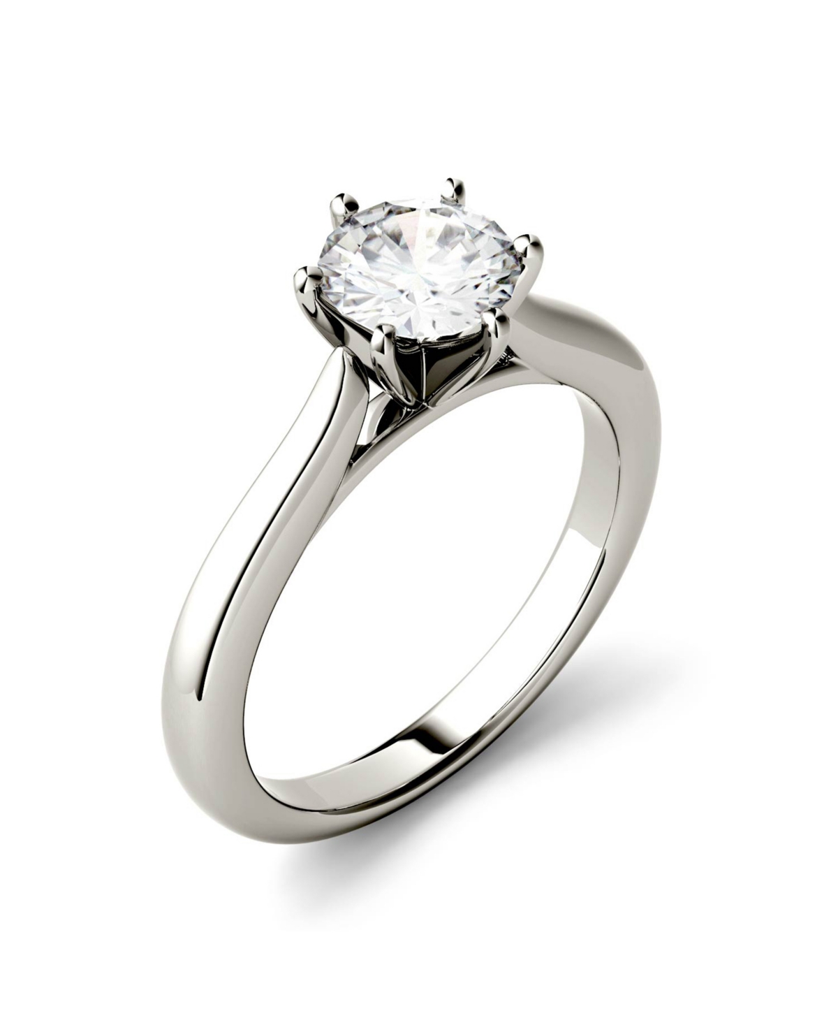 Moissanite Solitaire Engagement Ring 1 ct. t.w. Diamond Equivalent in 14k White Gold or 14k Yellow Gold - White Gold