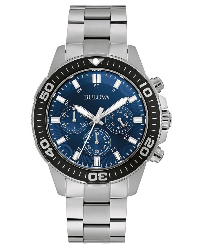 Bulova men's chronograph stainless steel bracelet watch hotsell 42mm