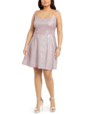 pink fit and flare dress plus size