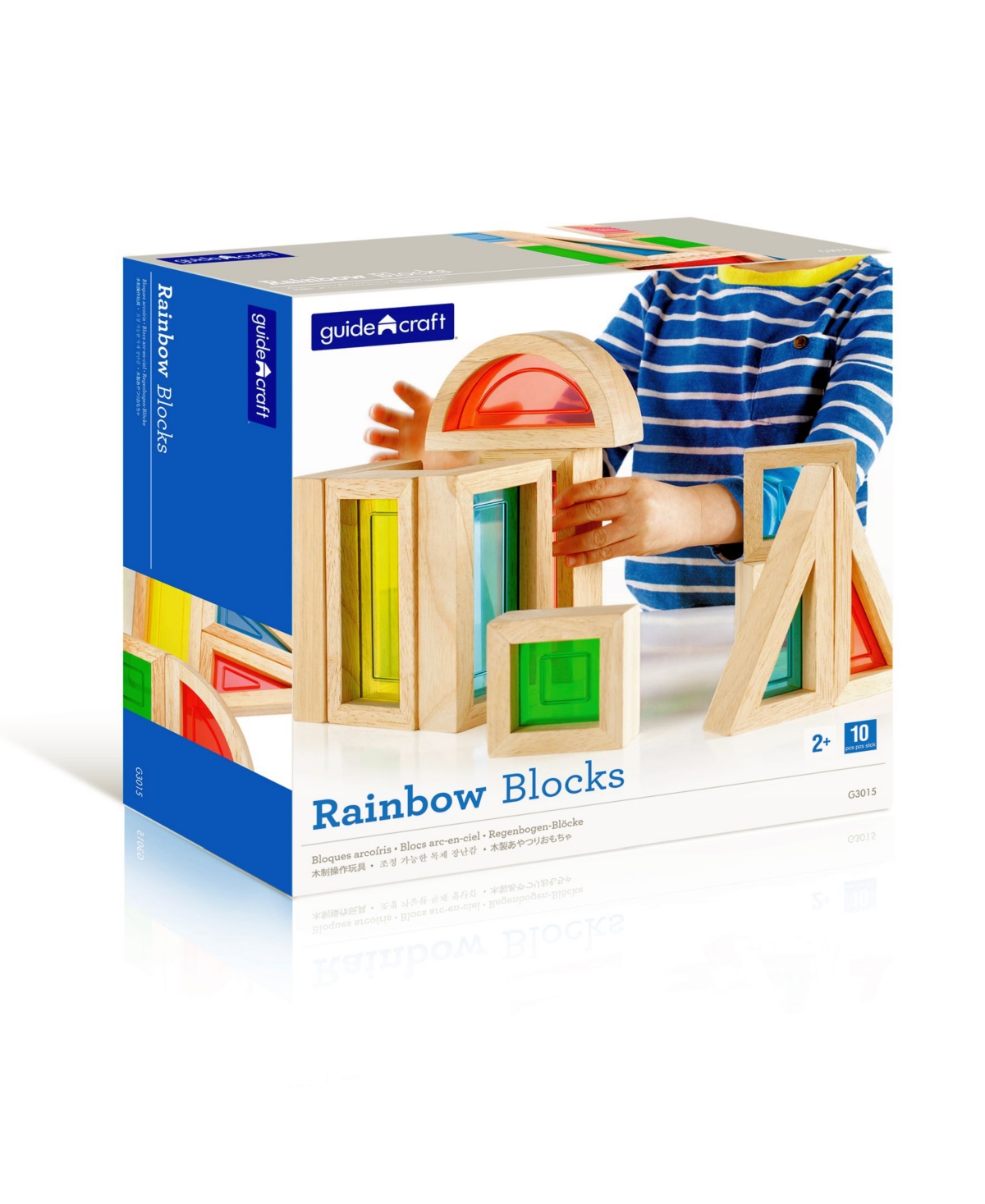 Guidecraft Rainbow Blocks - 10 Pieces Set - Multi-Color