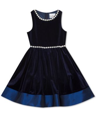 macy's blue velvet dress