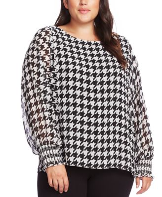 plus size houndstooth blouse
