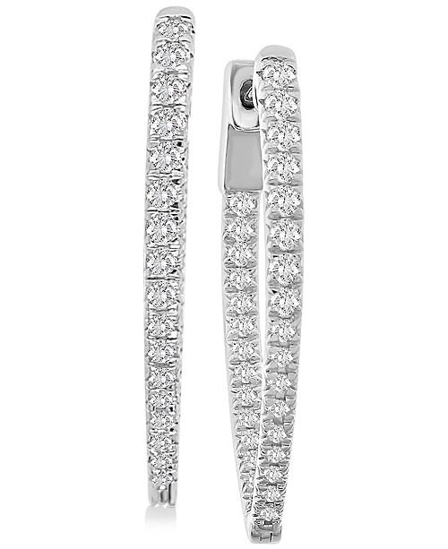 Macy S Diamond In Out Hoop Earrings 1 Ct T W In 14k White