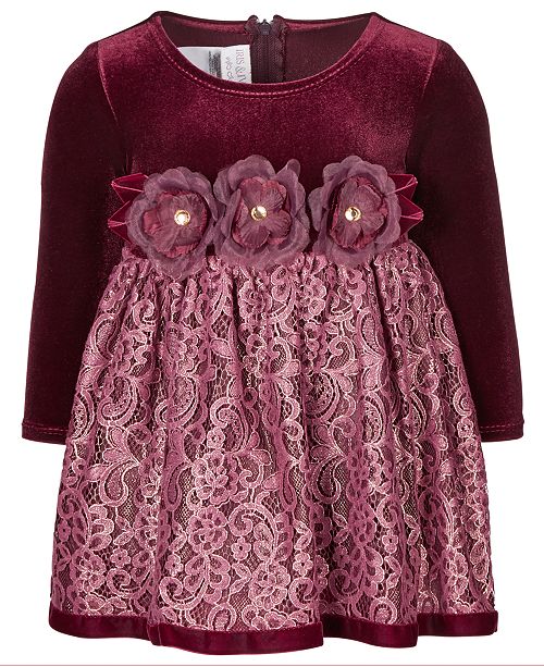 Bonnie Baby Baby Girls Velvet Lace Dress Reviews All Girls