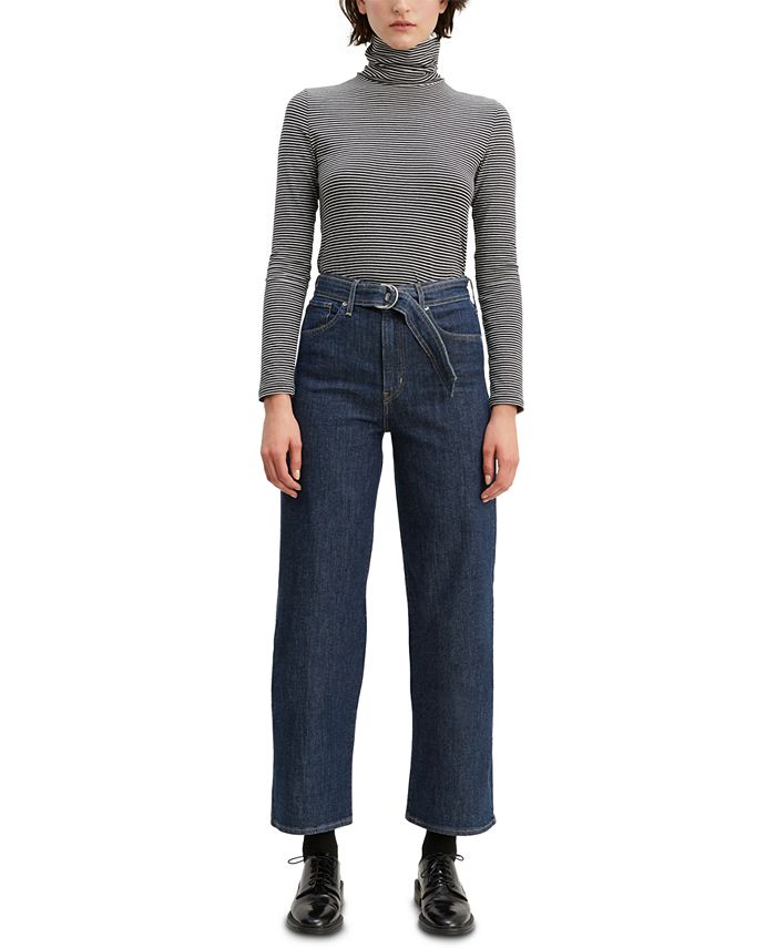 Levi's Women's Mile High Belted Cropped Wide-Leg Jeans - Macy's