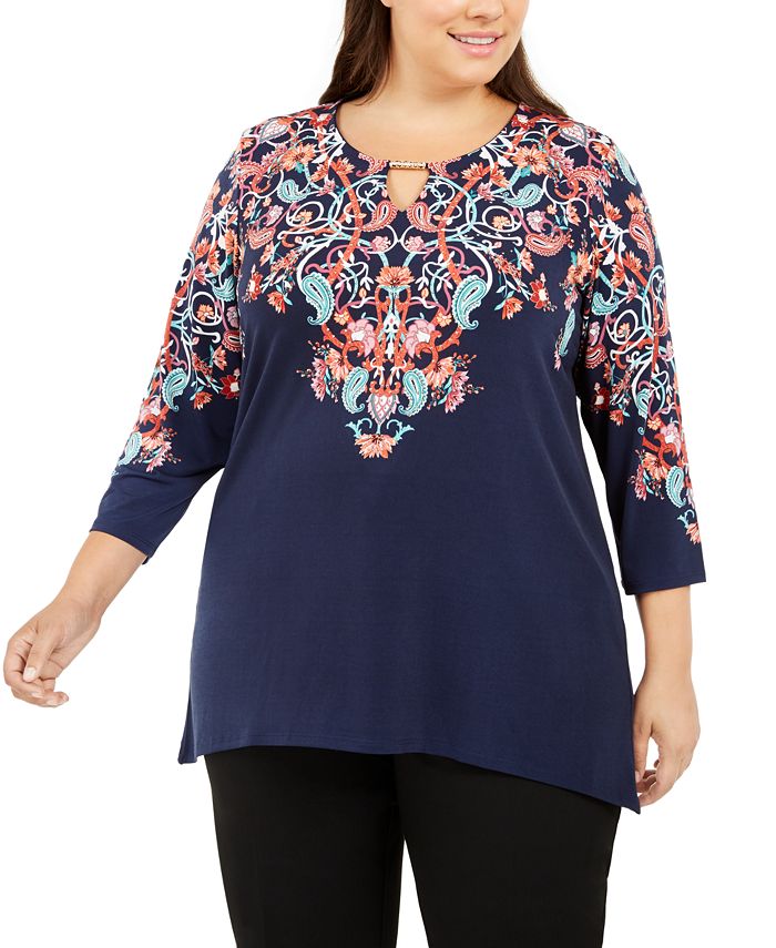 JM Collection Plus Size Printed Tunic, Created For Macy's & Reviews ...