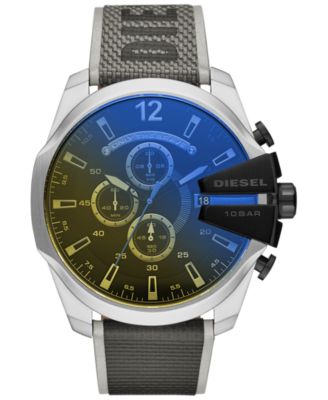 Diesel - Men's Chronograph Mega Chief Gray Nylon Strap Watch 51mm