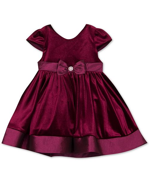 Rare Editions Baby Girls Taffeta Trim Velvet Dress Reviews All
