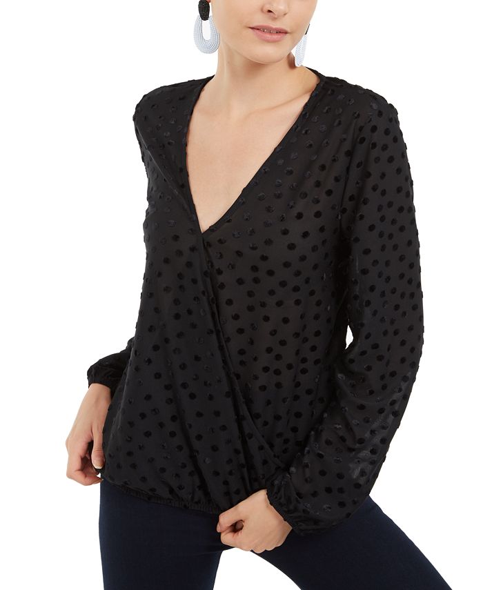 INC International Concepts Polka-dot Blouse in Black